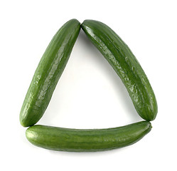 Image showing Triangle made of three cucumbers