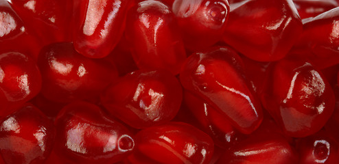 Image showing Ripe pomegranate seeds, extreme closeup