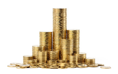 Image showing Stacks of a golden coins