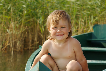 Image showing Cute child on rowing boat