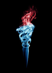 Image showing Blue and red torch-shaped smoke