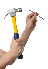 Image showing Hammering a nail