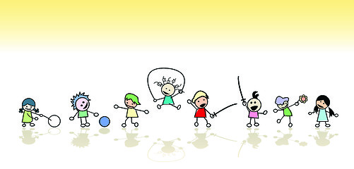 Image showing Kids playing in the sun, vector art