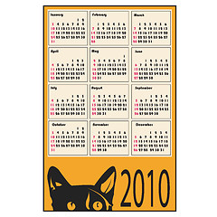Image showing Vector calendar for 2010