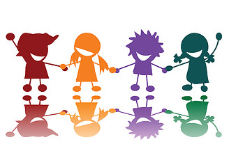 Image showing Happy children in many colors 