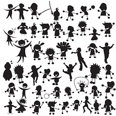Image showing Happy children silhouettes