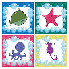 Image showing Stylized ocean life icons