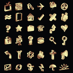 Image showing 3D gold icons set