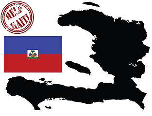 Image showing Map and flag of haiti