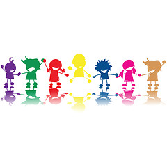 Image showing Silhouettes of children