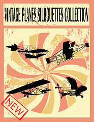 Image showing Vintage planes silhouettes collection