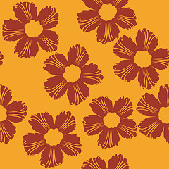 Image showing red flowers pattern on orange background
