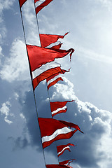 Image showing Red-white triangular flags