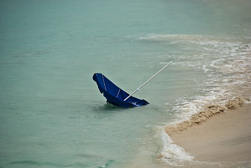 Image showing Beach Umbrella, Saint Maarteen Coast, Dutch Antilles