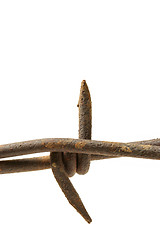 Image showing barbed wire macro over white