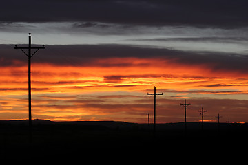 Image showing powerlines sunset