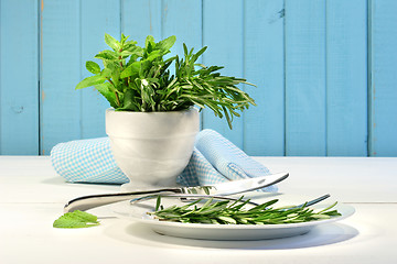 Image showing Fresh herbs on the table