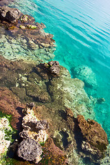 Image showing Rocks under a transparent sea water