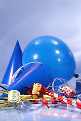 Image showing Blue party decorations