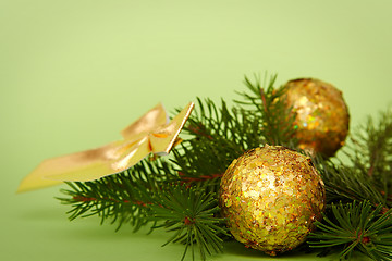 Image showing Golden-green christmas decoration