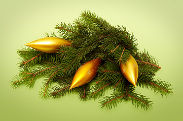 Image showing Golden-green christmas decoration
