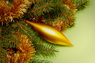 Image showing Golden-green christmas decoration