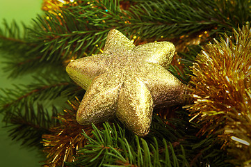 Image showing Golden-green christmas decoration