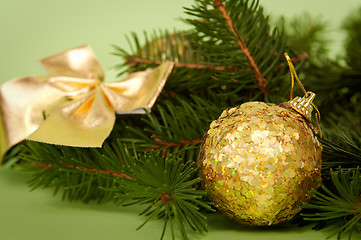 Image showing Golden-green christmas decoration