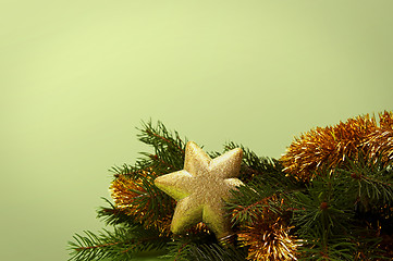 Image showing Golden-green christmas decoration