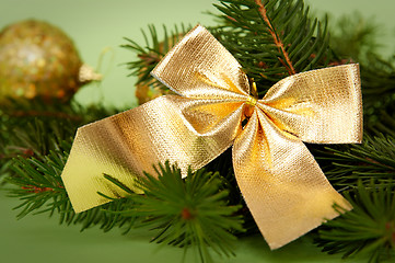 Image showing Golden-green christmas decoration