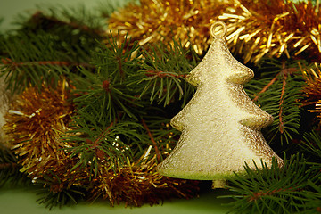 Image showing Golden-green christmas decoration