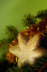 Image showing Golden-green christmas decoration