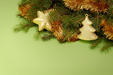 Image showing Golden-green christmas decoration