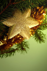 Image showing Golden-green christmas decoration