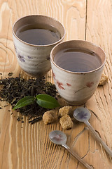 Image showing green tea with fresh branch