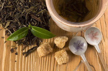 Image showing green tea with fresh branch