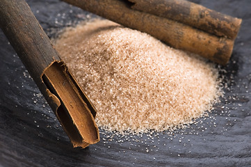 Image showing aromatic spices with brown sugar - cinnamon