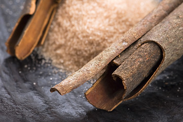 Image showing aromatic spices with brown sugar - cinnamon