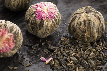 Image showing Green chinese tea balls