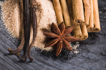 Image showing aromatic spices with brown sugar