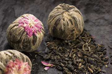 Image showing Green chinese tea balls