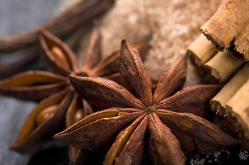 Image showing aromatic spices with brown sugar