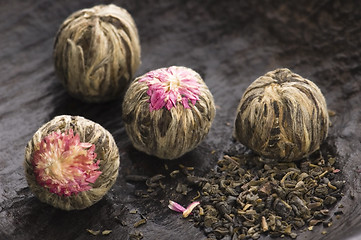 Image showing Green chinese tea balls