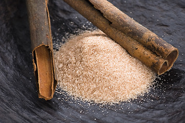 Image showing aromatic spices with brown sugar - cinnamon