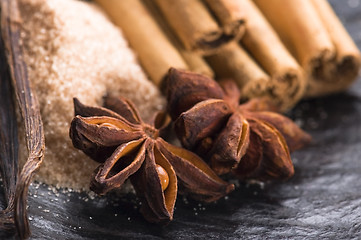 Image showing aromatic spices with brown sugar