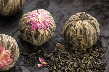 Image showing Green chinese tea balls