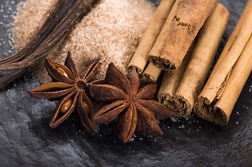 Image showing aromatic spices with brown sugar