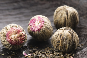 Image showing Green chinese tea balls