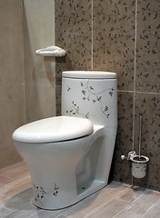 Image showing Floral toilet - home interiors