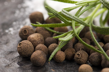 Image showing allspice with fresh rosemary